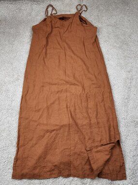 Threads by Bed Threads 100% Linen Dress Womens XL Brown Drawstring Sleep Pajama